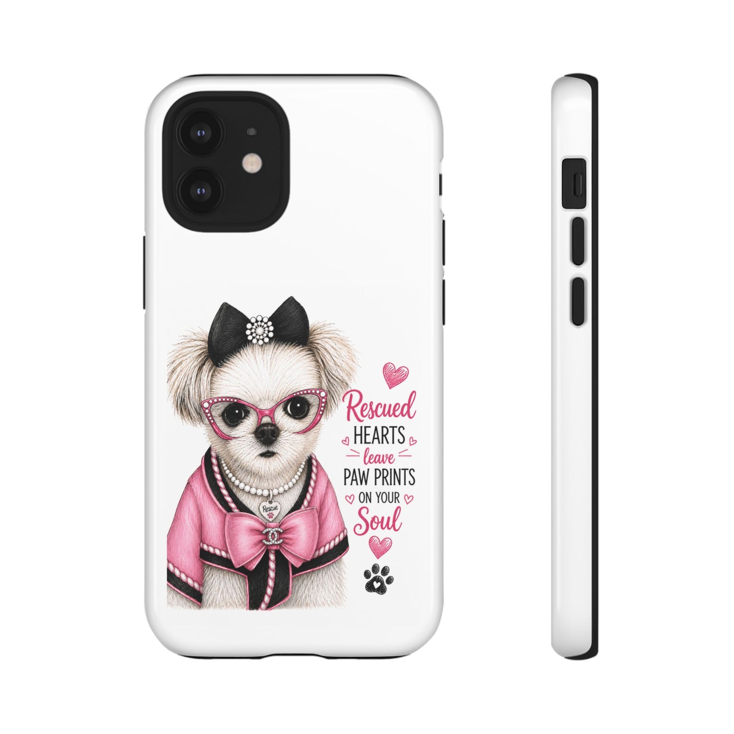 Rescued Hearts Paw Prints Phone Case