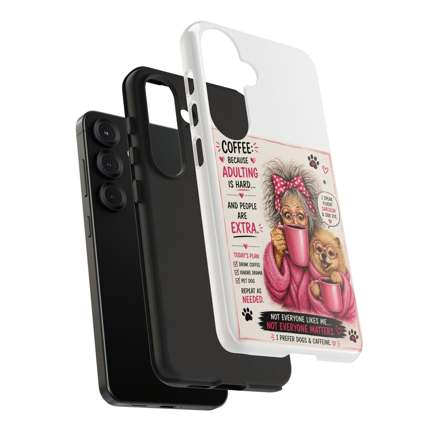 Perky Pearl and LattePhone Case — Funny "Adulting Is Hard" Cozy Design