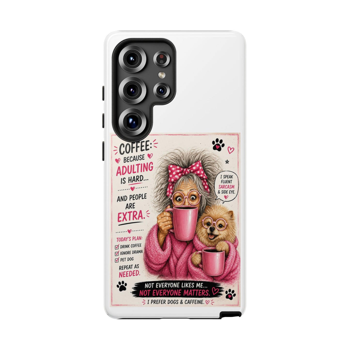 Perky Pearl and LattePhone Case — Funny "Adulting Is Hard" Cozy Design