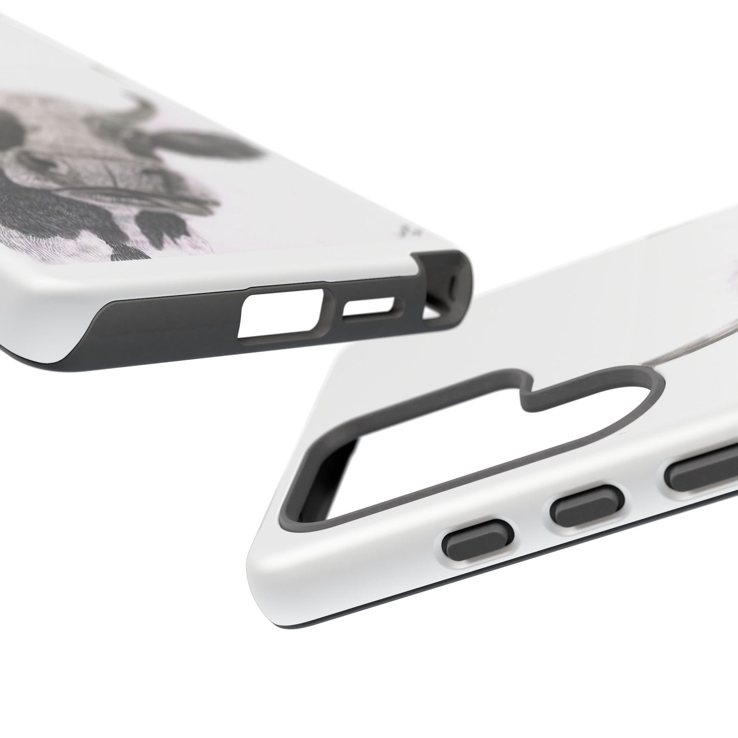 Cow Sketch Tough Phone Case — Protective iPhone Cover with Whimsical Cow Illustration