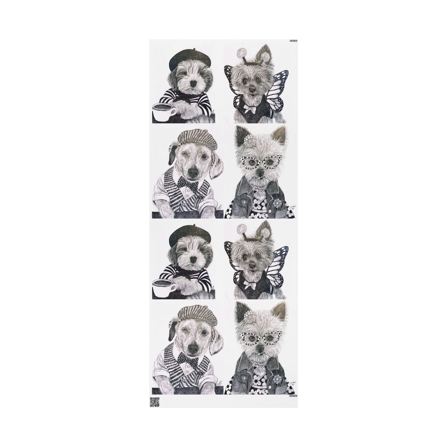 Sophia’s Gracie Wrapping paper Wrapping Paper — Black & White Pet Gift Wrap Roll