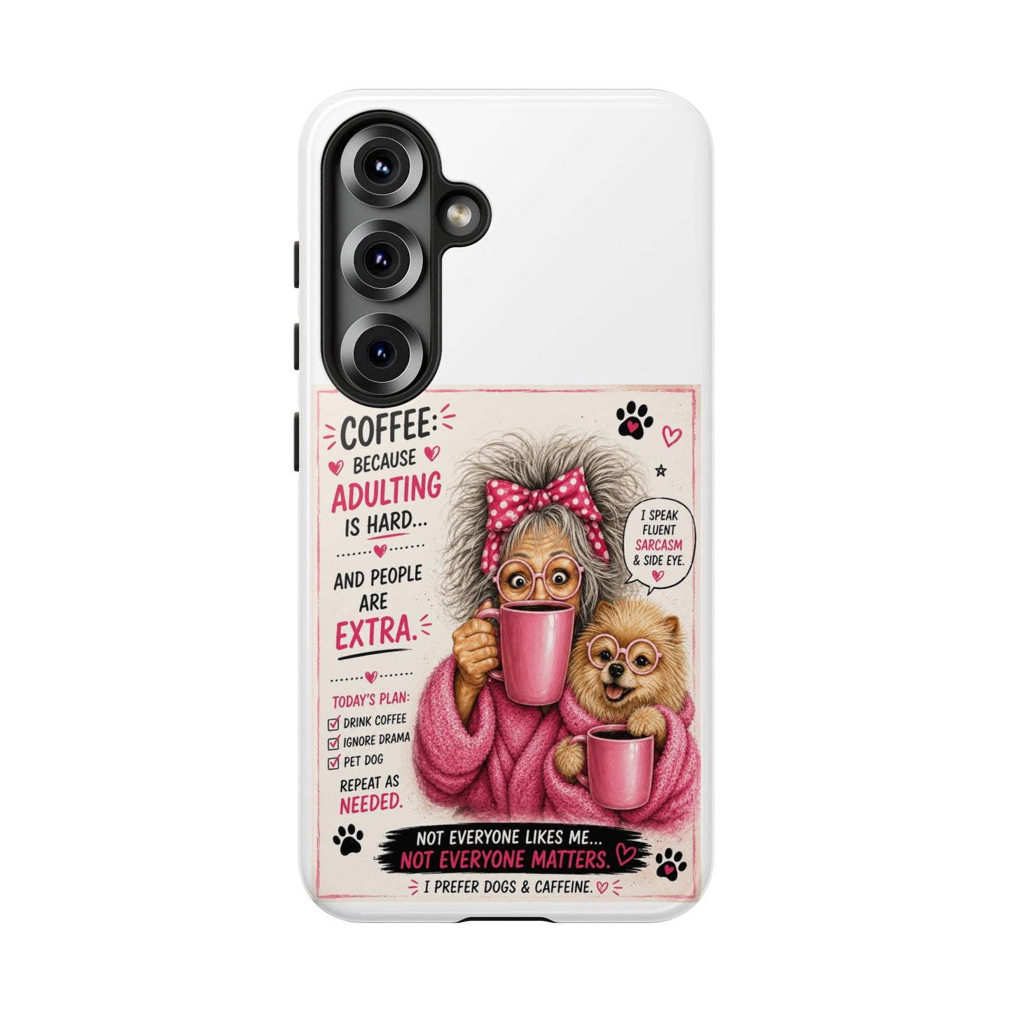 Perky Pearl and LattePhone Case — Funny "Adulting Is Hard" Cozy Design