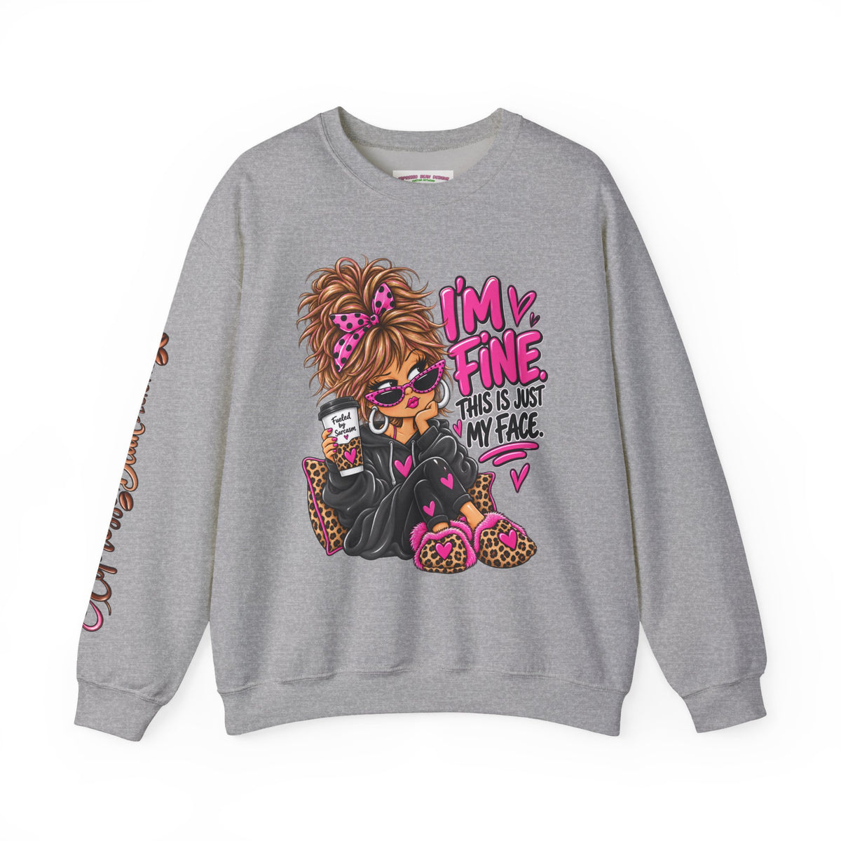 I'm Fine Graphic Sweatshirt — 'This Is Just My Face' Cozy Crewneck