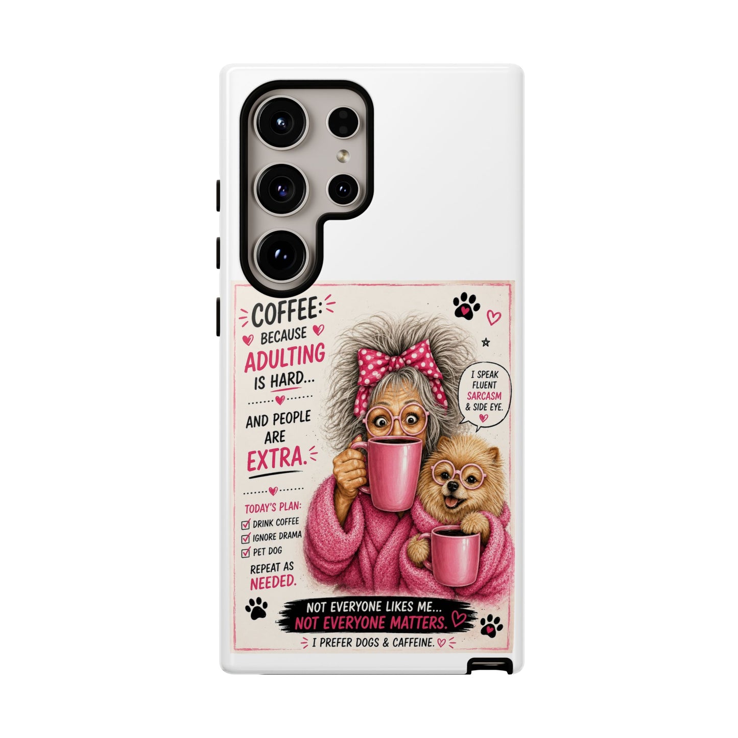 Perky Pearl and LattePhone Case — Funny "Adulting Is Hard" Cozy Design