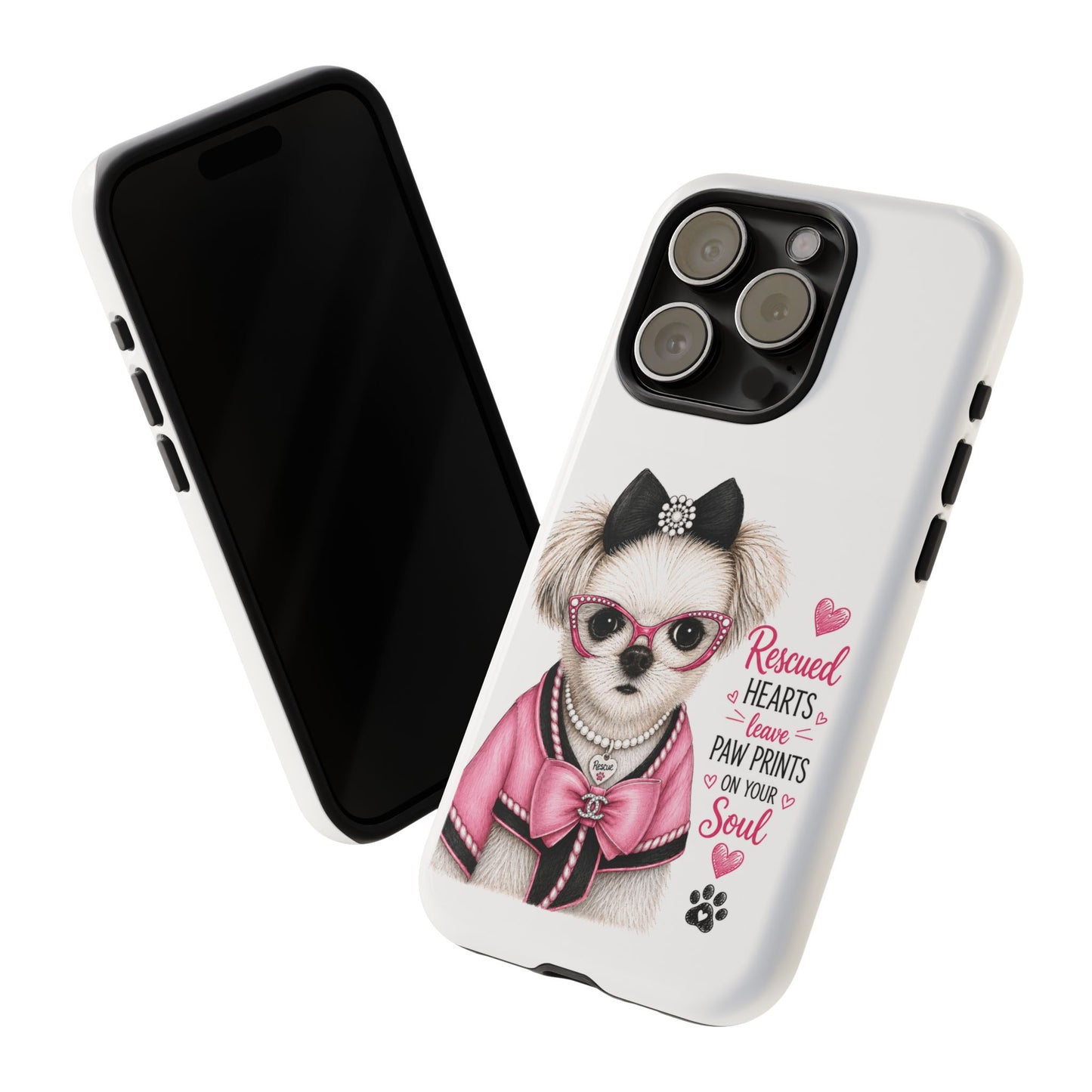 Rescued Hearts Paw Prints Phone Case