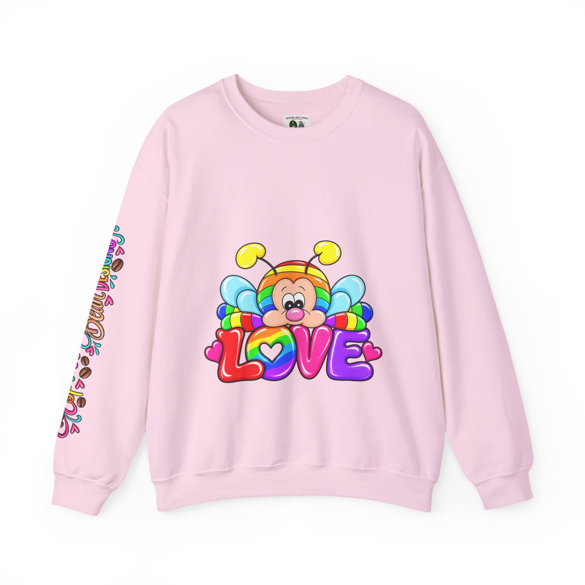 Tired Love bug  Crewneck Sweatshirt — Colorful Rainbow Cute Graphic