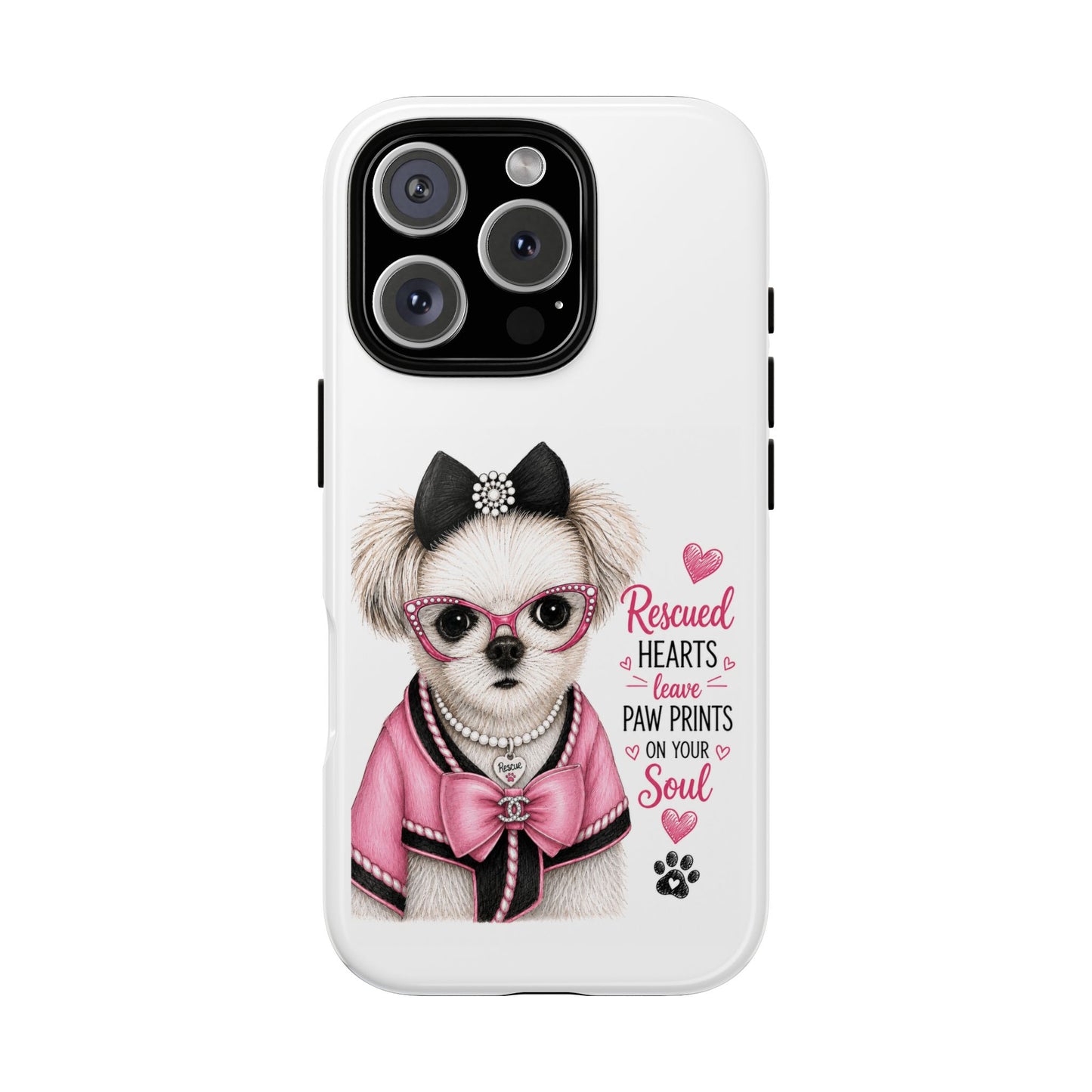 Rescued Hearts Paw Prints Phone Case