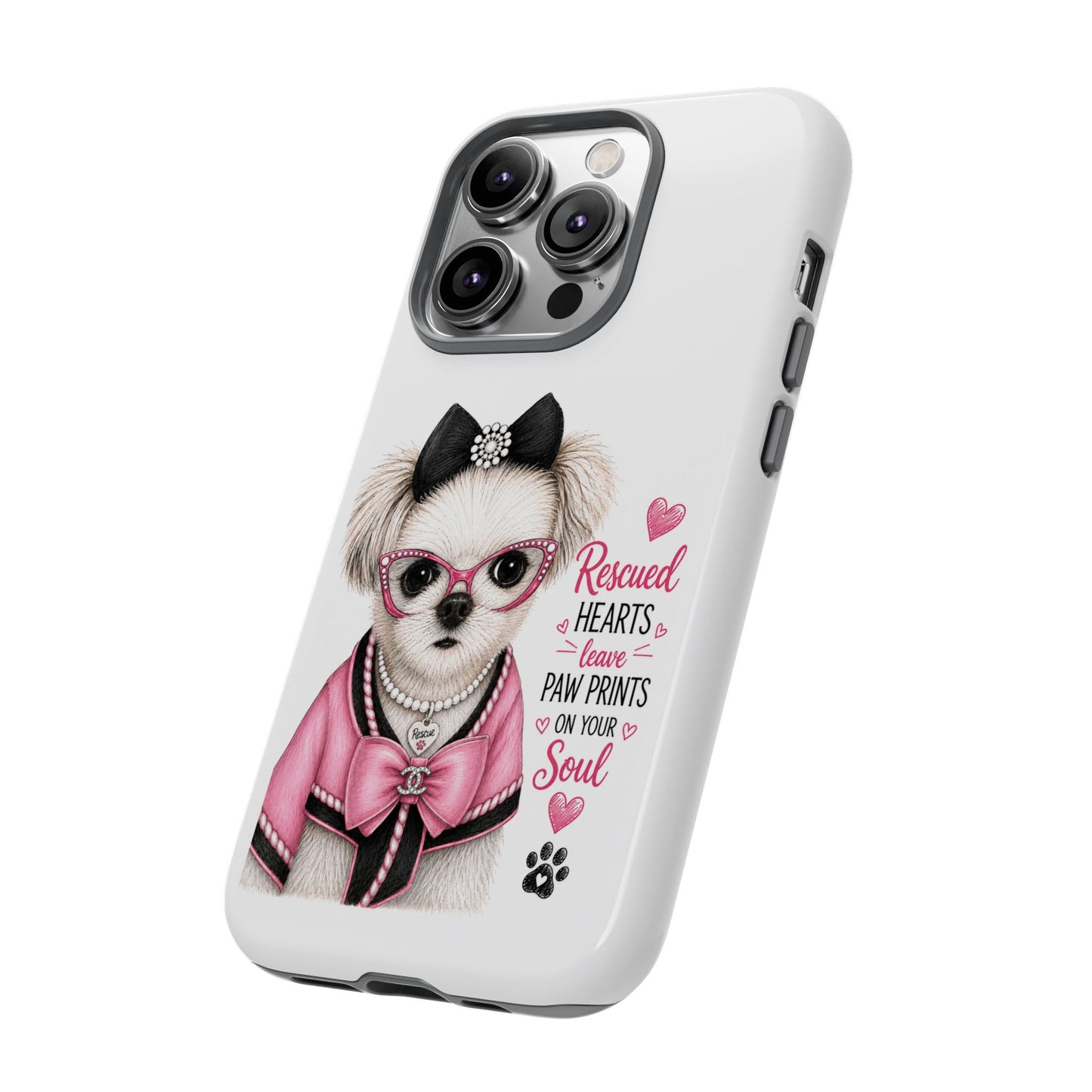 Rescued Hearts Paw Prints Phone Case