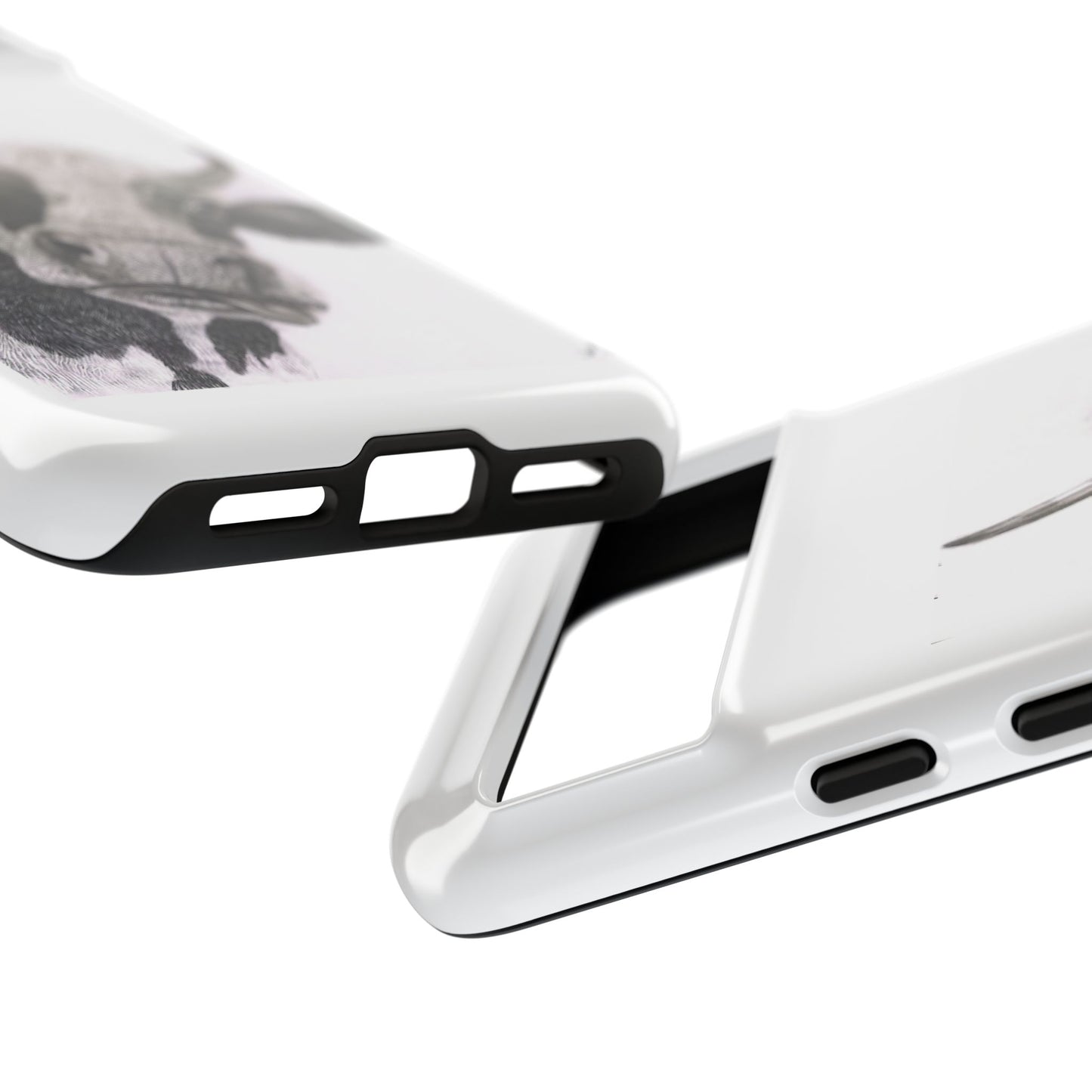 Cow Sketch Tough Phone Case — Protective iPhone Cover with Whimsical Cow Illustration