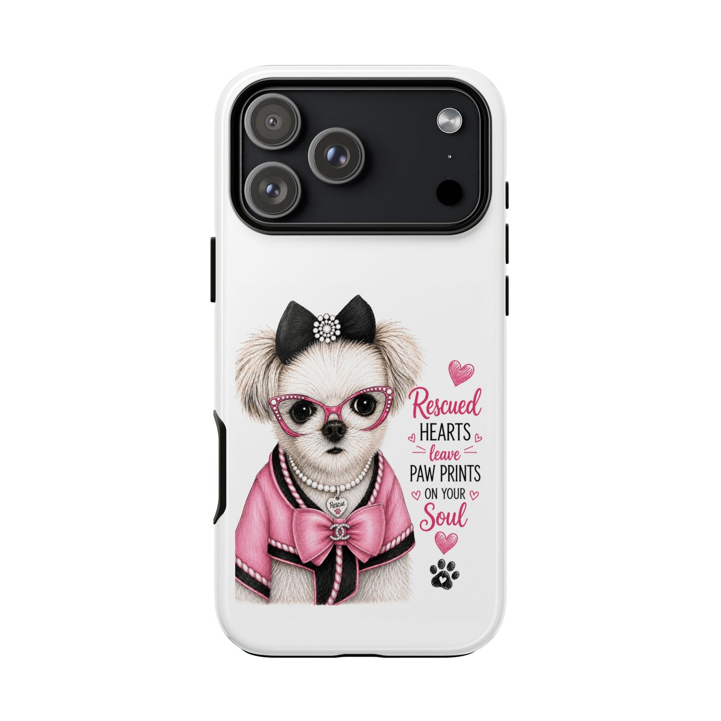 Rescued Hearts Paw Prints Phone Case