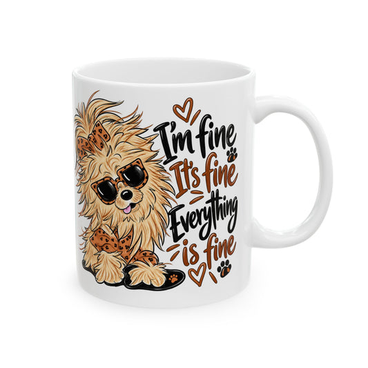 Ceramic Mug — 'I'm Fine, It's Fine, Everything Is Fine ' Cute Lioness Paw Print Coffee Cup