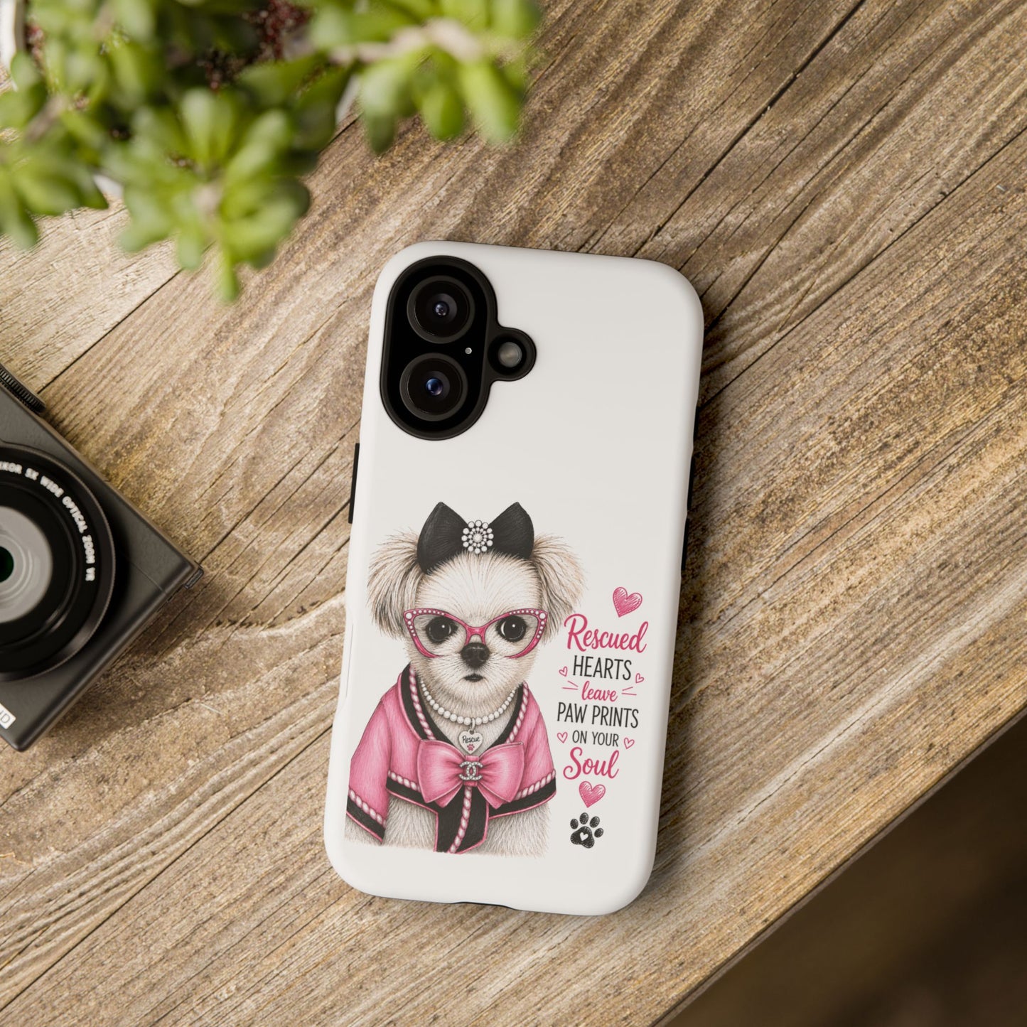 Rescued Hearts Paw Prints Phone Case