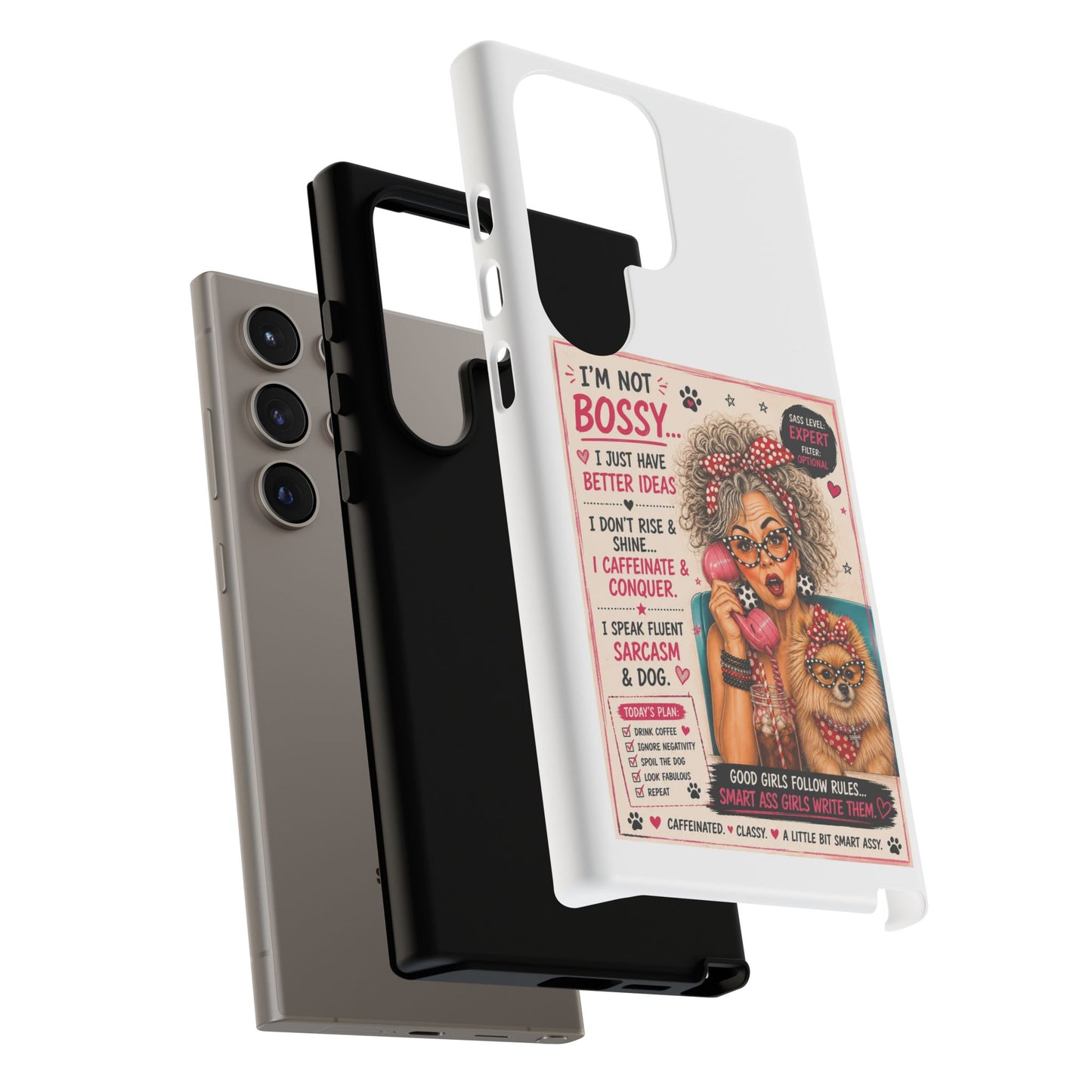 Perky Pearl and Latte Phone Case — "I'm Not Bossy" Funny Dog Lover & Sarcastic Woman Protective Tough Case