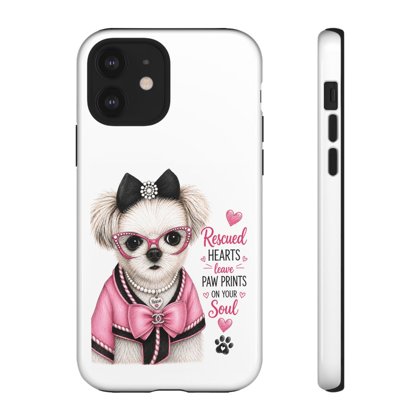 Rescued Hearts Paw Prints Phone Case