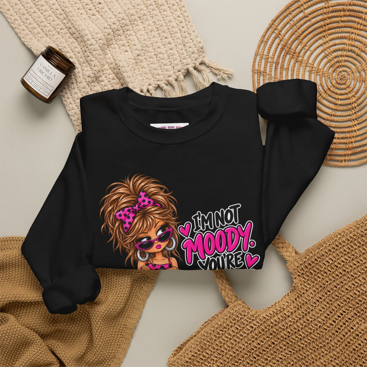 “I’m Not Moody, You’re Annoying” Girl & Pug Graphic Sweatshirt