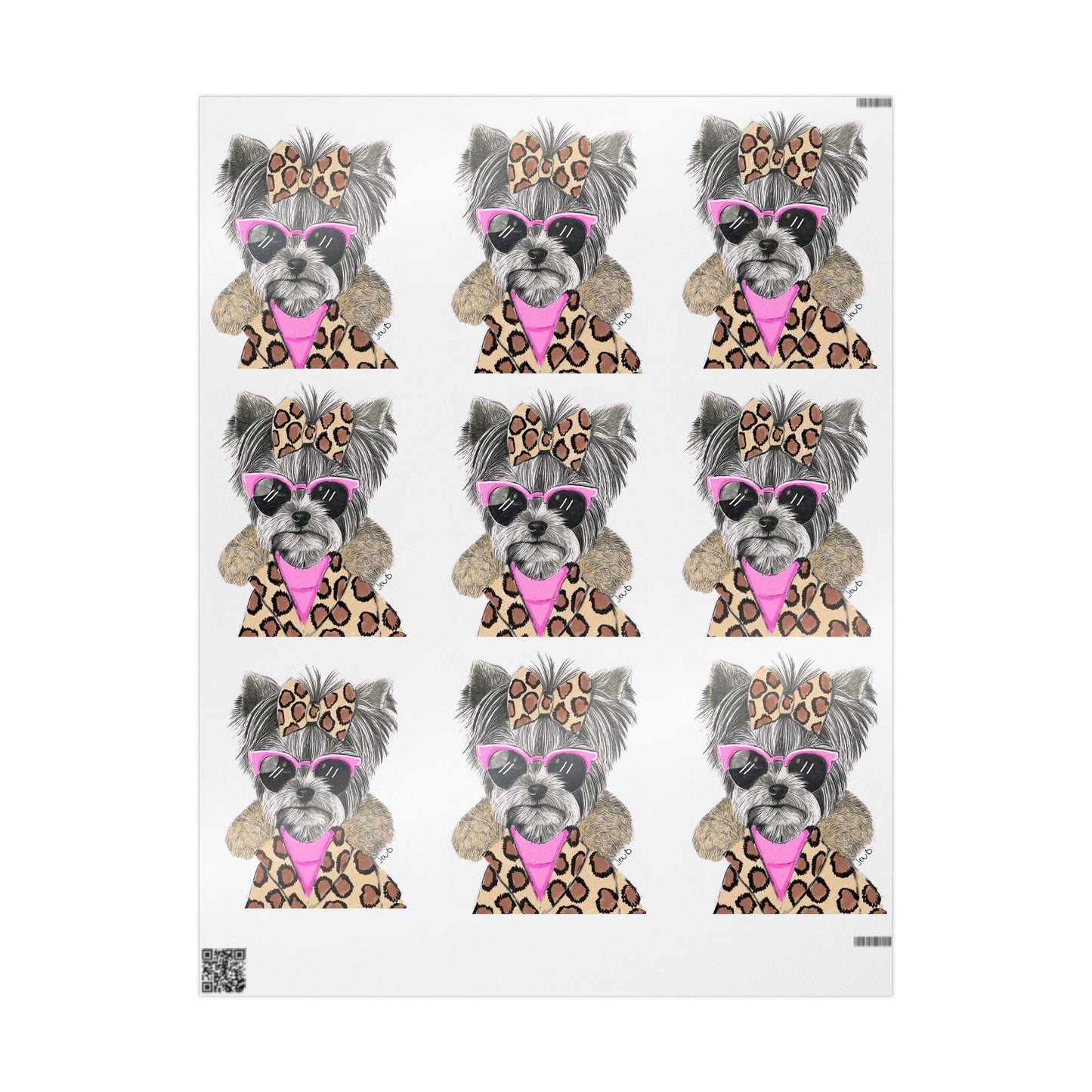 Cute Pink Yorkie Gift Wrap for Animal Lovers