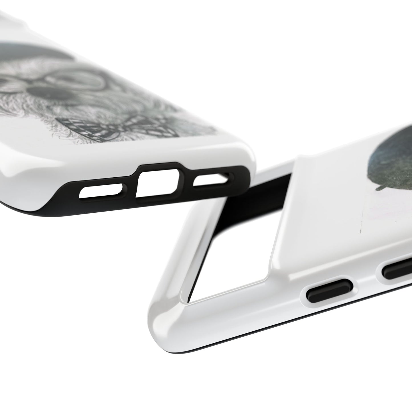 Dog Portrait Phone Case — Dexter with Beret, Glasses & Bow Tie