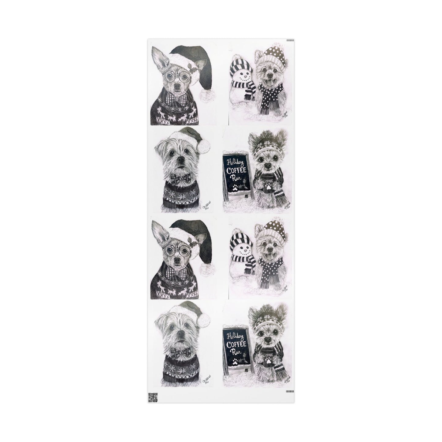 Sophia’s Gracie foundation Wrapping Paper Roll — Black & White  Pattern for Pet Lovers