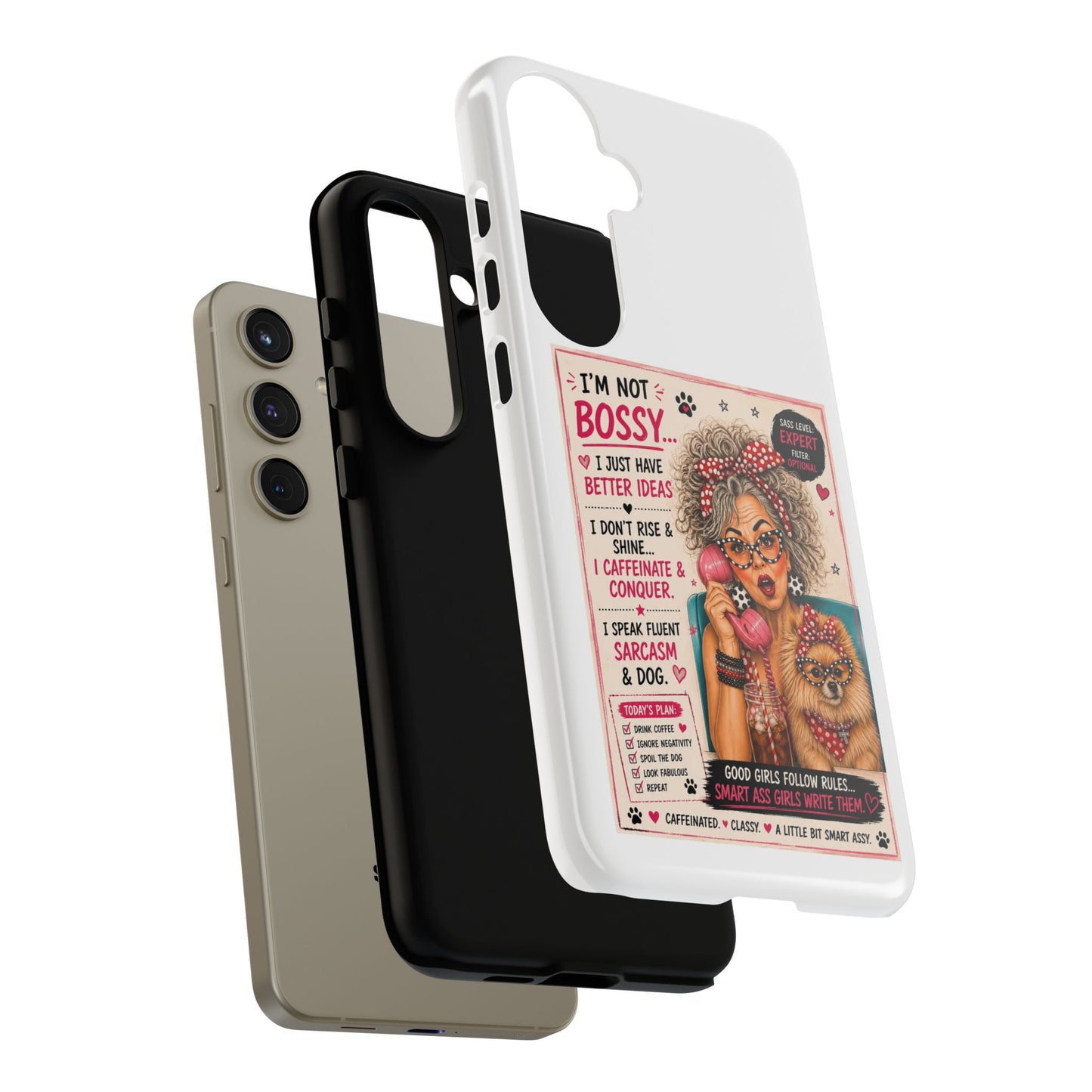 Perky Pearl and Latte Phone Case — "I'm Not Bossy" Funny Dog Lover & Sarcastic Woman Protective Tough Case