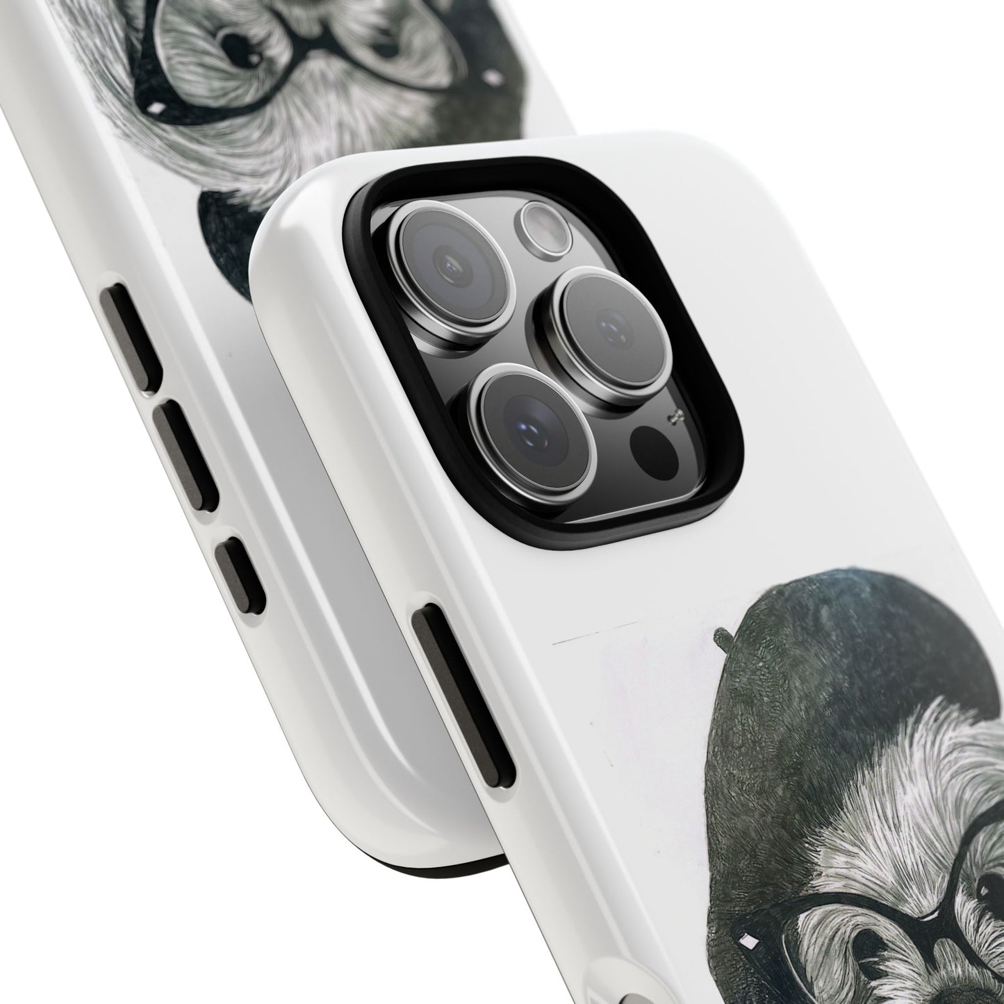 Dog Portrait Phone Case — Dexter with Beret, Glasses & Bow Tie