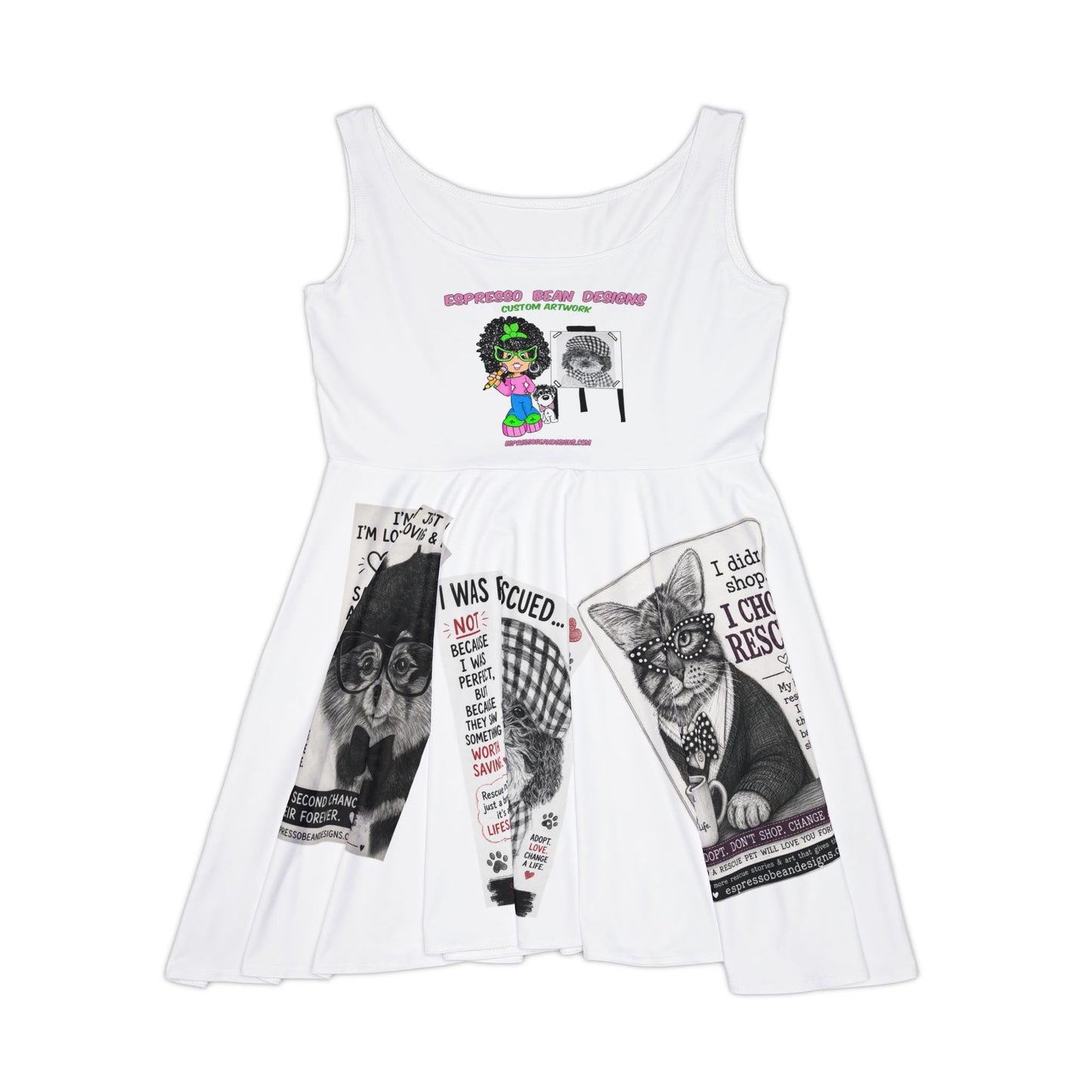Skater Dress — Retro Afro Girl Graphic with 'Do New Things' Slogan