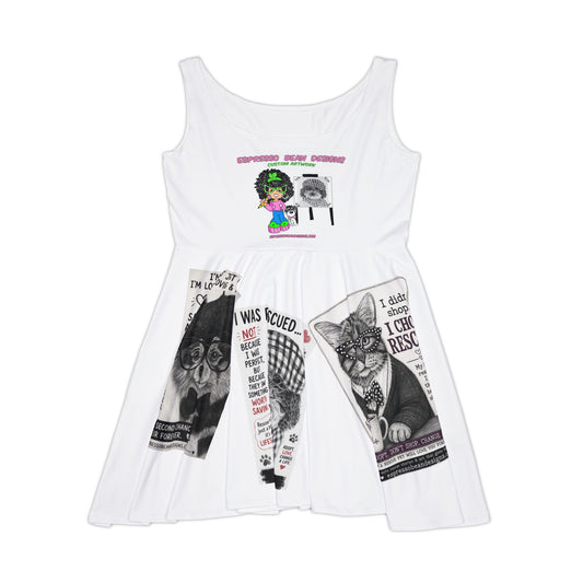Skater Dress — Retro Afro Girl Graphic with 'Do New Things' Slogan