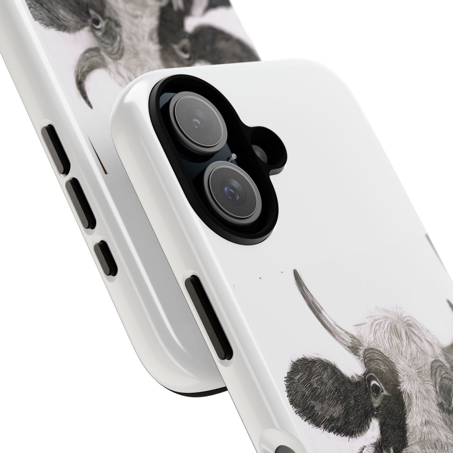 Cow Sketch Tough Phone Case — Protective iPhone Cover with Whimsical Cow Illustration