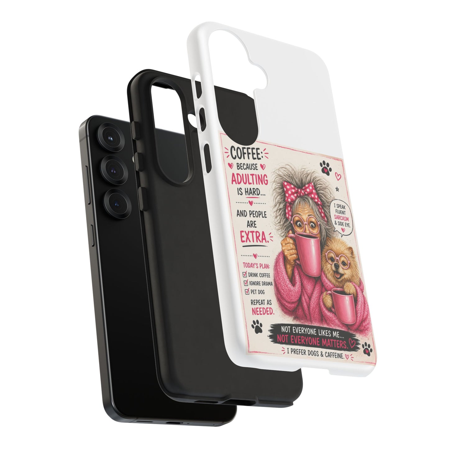 Perky Pearl and LattePhone Case — Funny "Adulting Is Hard" Cozy Design