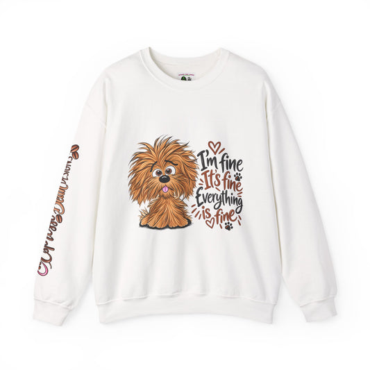 Cute Shih Tzu Sweatshirt — “I’m Fine It’s Fine Everything Is Fine” Cozy Crewneck
