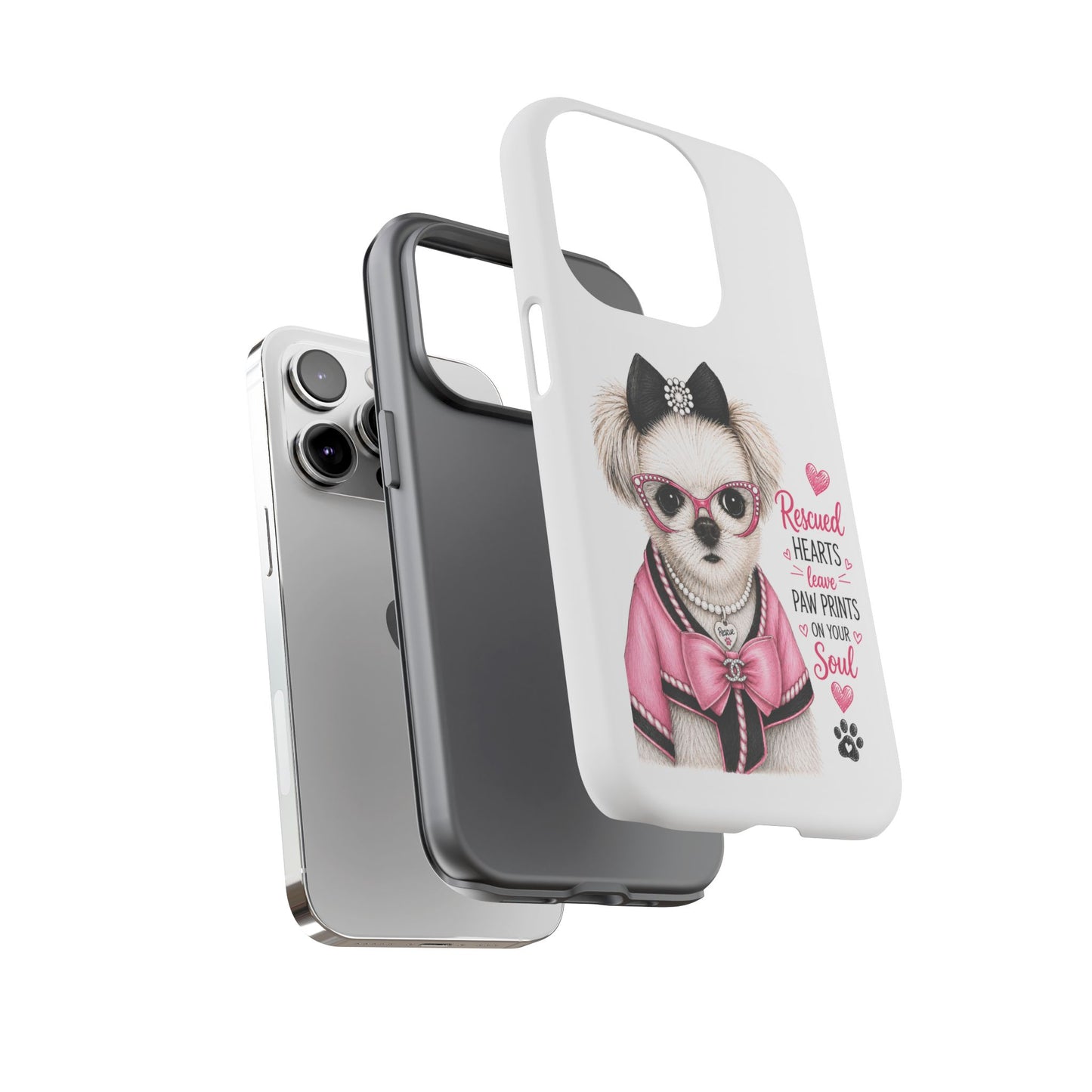 Rescued Hearts Paw Prints Phone Case