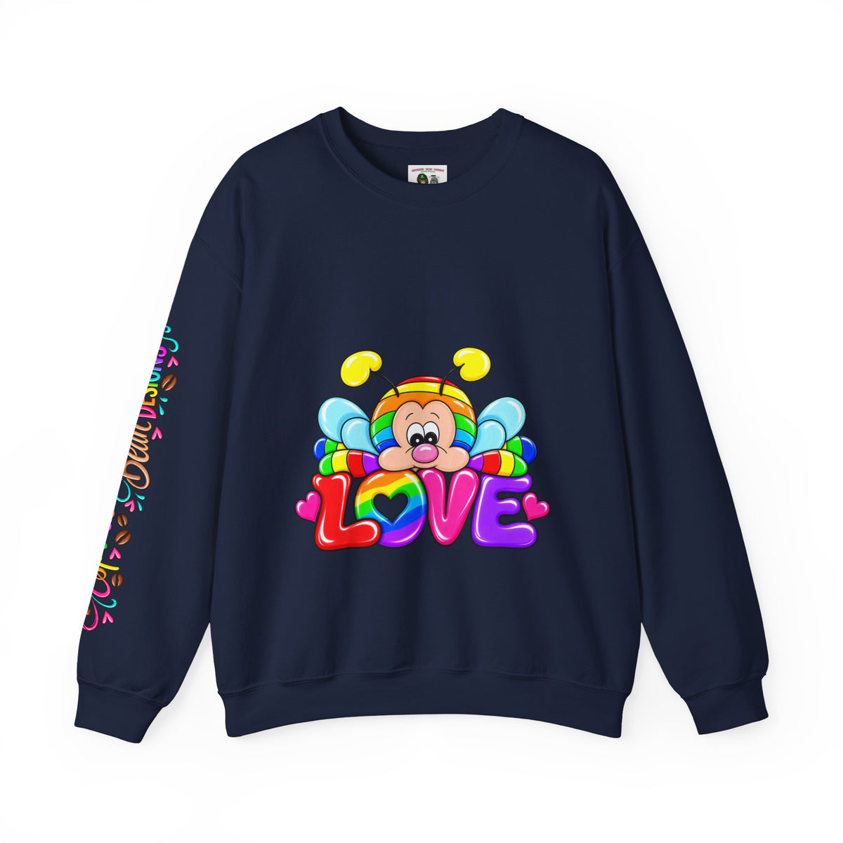Tired Love bug  Crewneck Sweatshirt — Colorful Rainbow Cute Graphic
