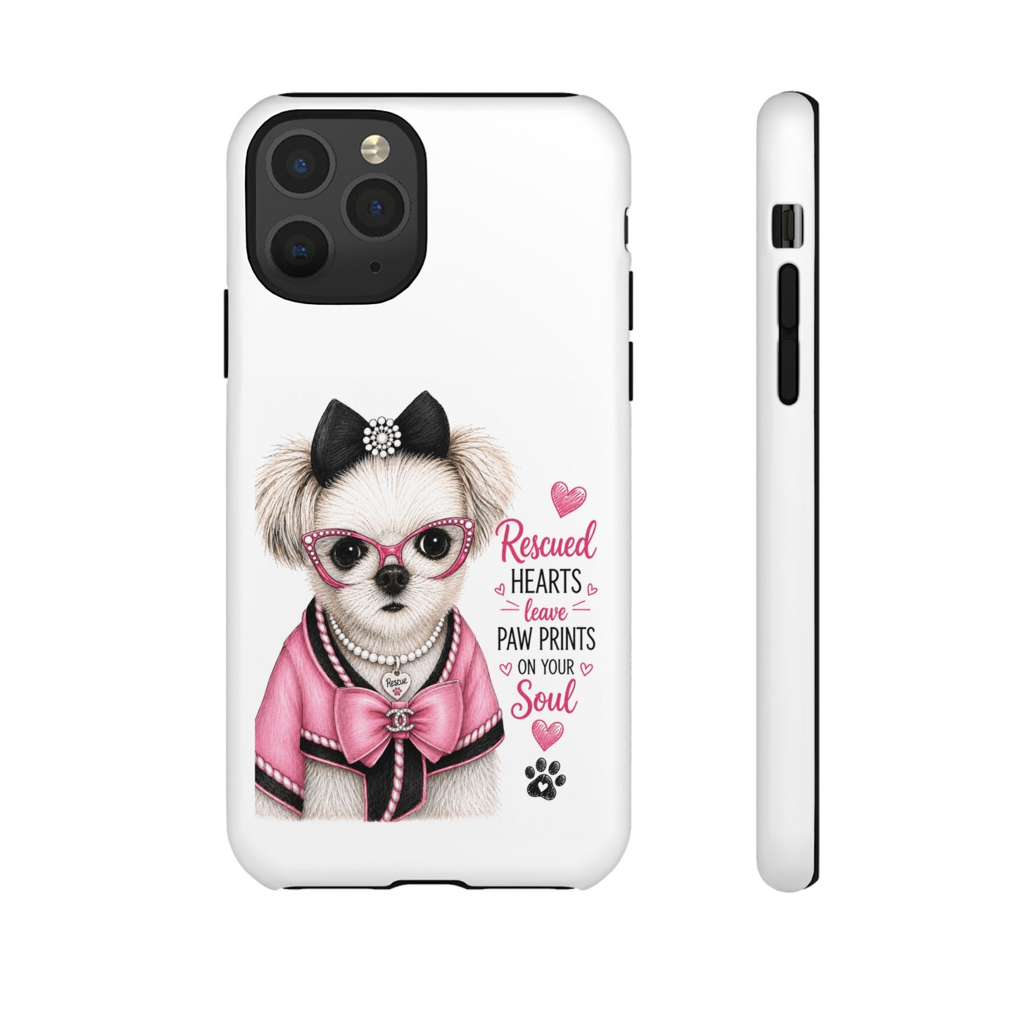 Rescued Hearts Paw Prints Phone Case