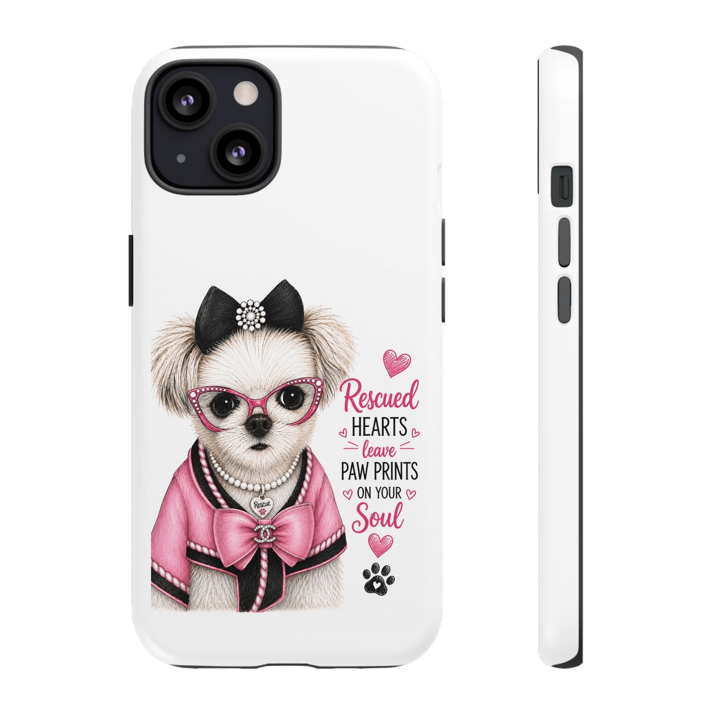 Rescued Hearts Paw Prints Phone Case