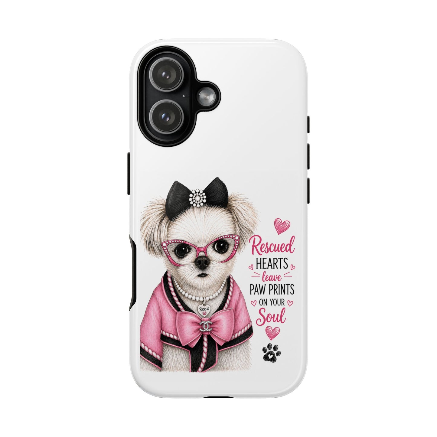 Rescued Hearts Paw Prints Phone Case
