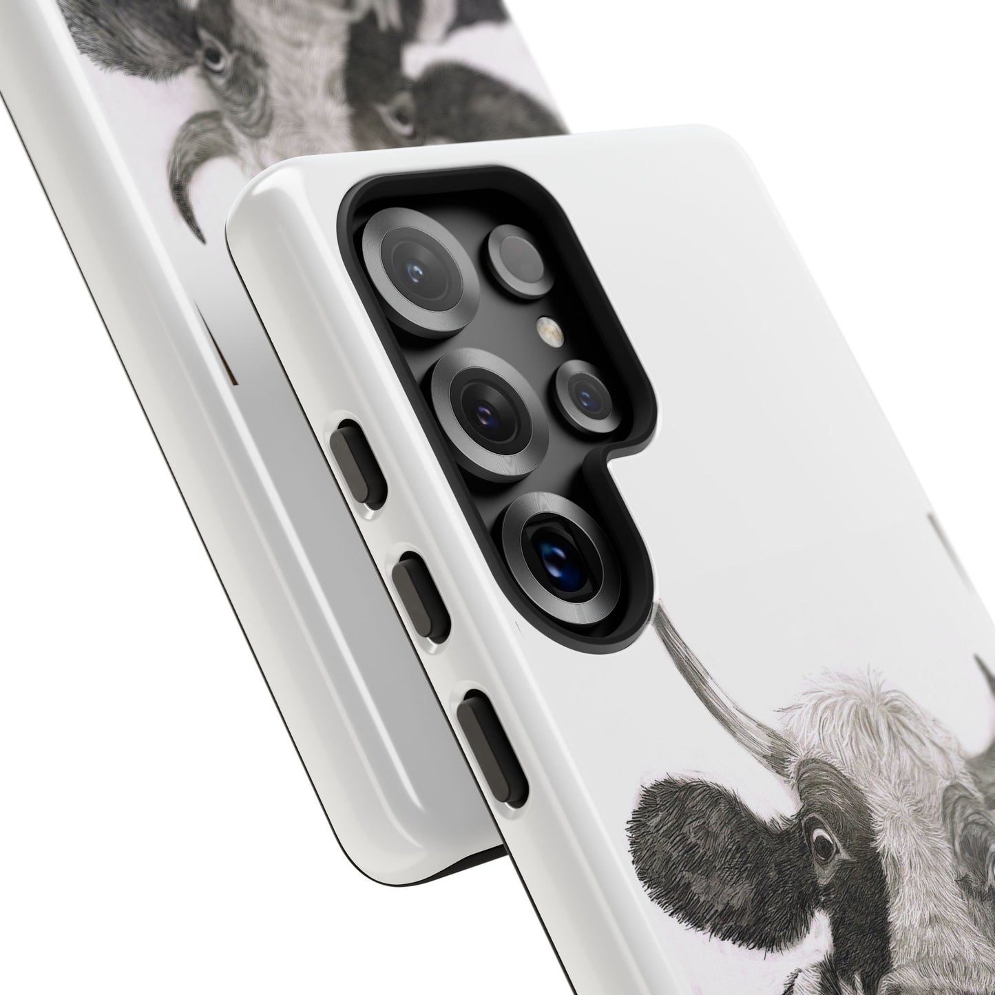 Cow Sketch Tough Phone Case — Protective iPhone Cover with Whimsical Cow Illustration