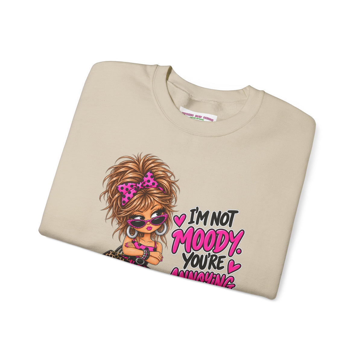 “I’m Not Moody, You’re Annoying” Girl & Pug Graphic Sweatshirt