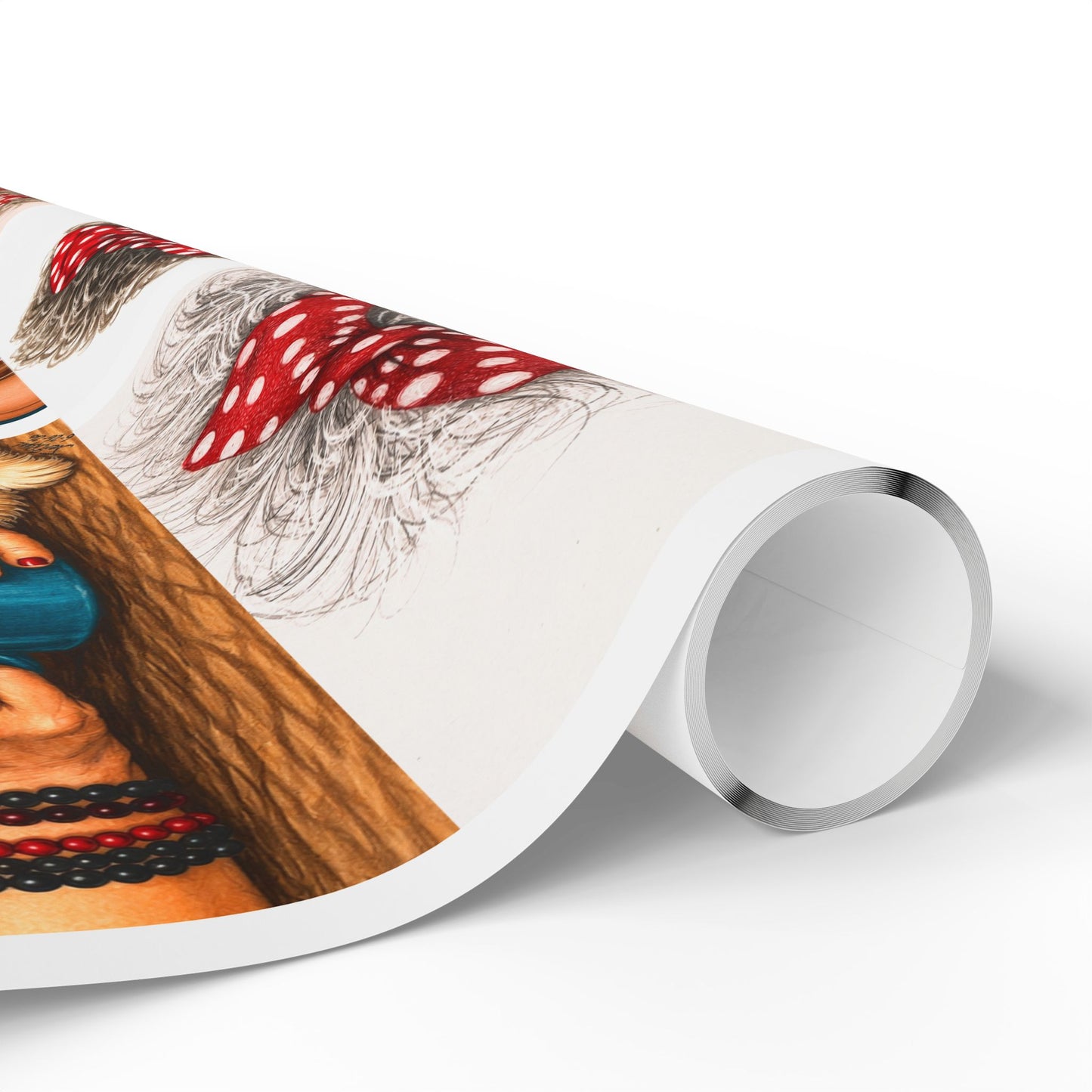Wrapping Paper Perky Pearl and Latte — Retro Glam Portrait Pattern Gift Wrap