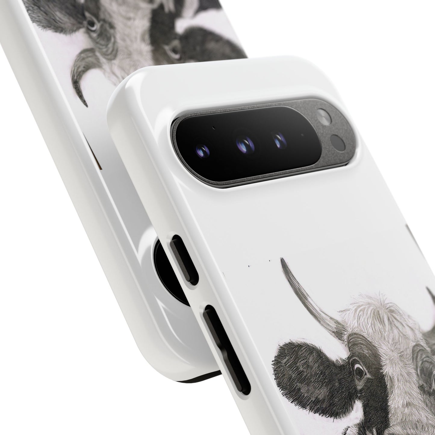 Cow Sketch Tough Phone Case — Protective iPhone Cover with Whimsical Cow Illustration