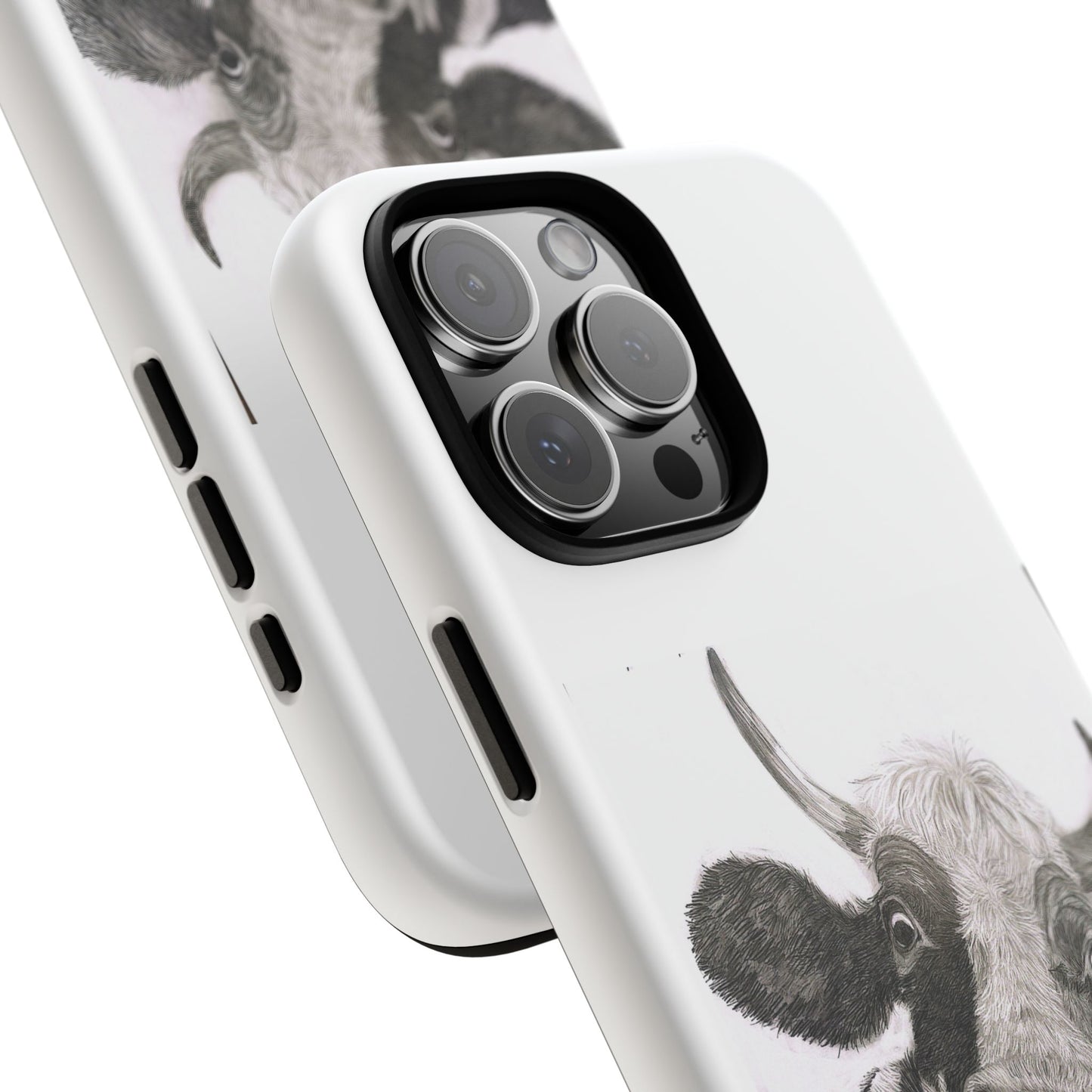 Cow Sketch Tough Phone Case — Protective iPhone Cover with Whimsical Cow Illustration