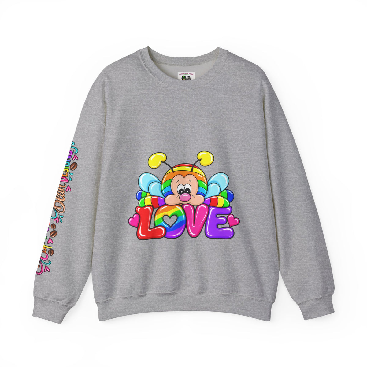Tired Love bug  Crewneck Sweatshirt — Colorful Rainbow Cute Graphic