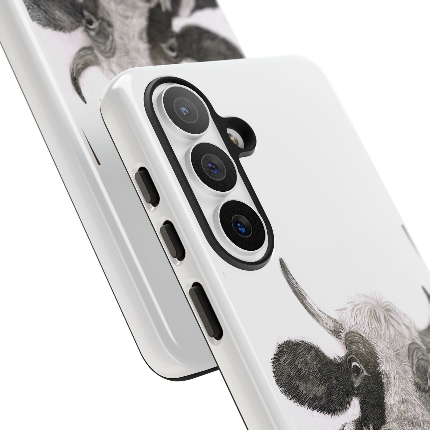 Cow Sketch Tough Phone Case — Protective iPhone Cover with Whimsical Cow Illustration