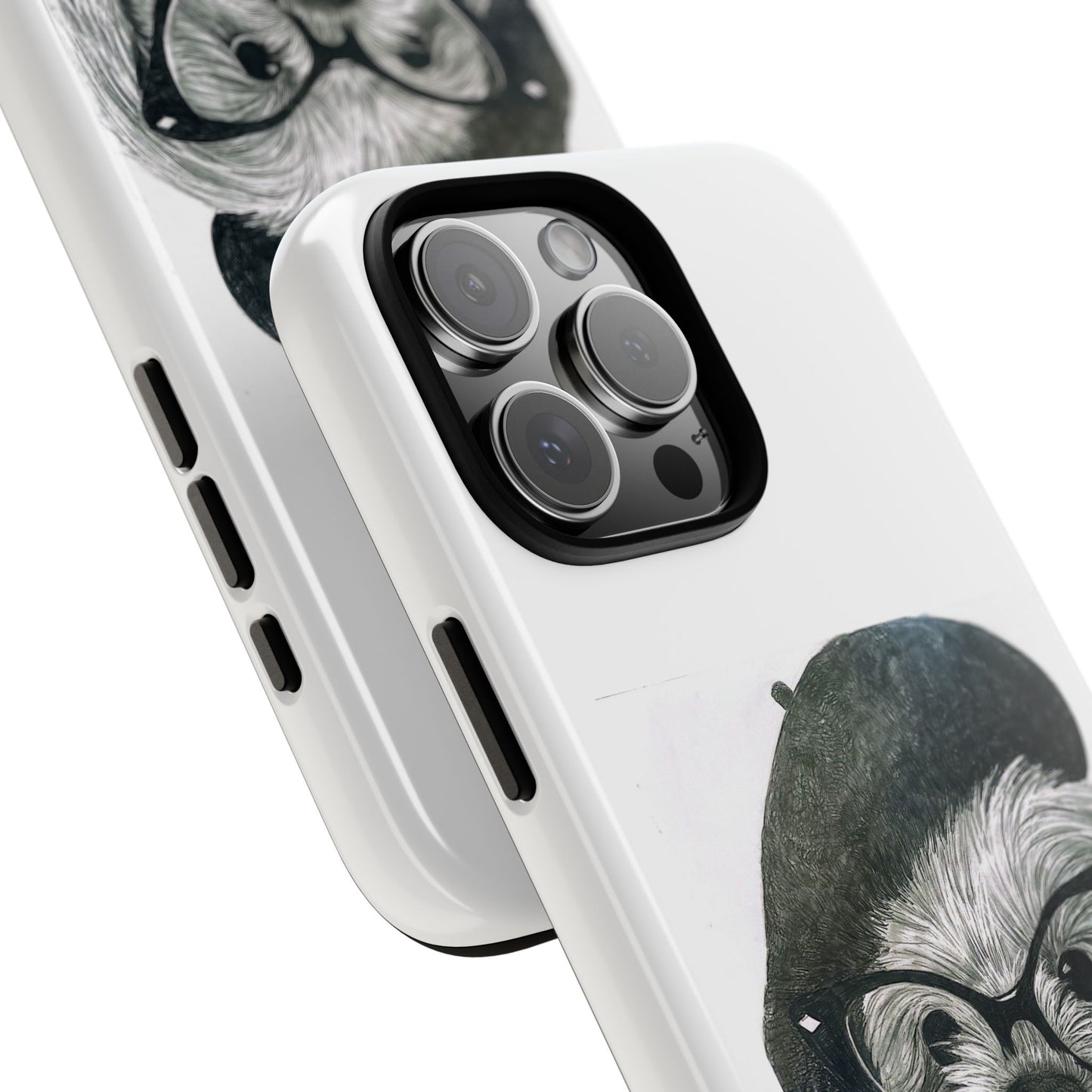 Dog Portrait Phone Case — Dexter with Beret, Glasses & Bow Tie