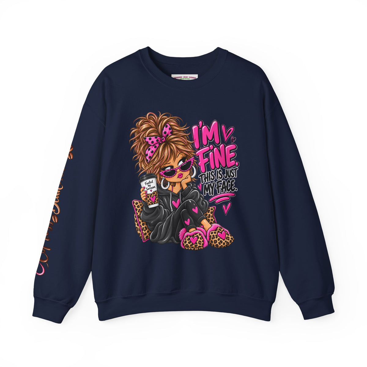I'm Fine Graphic Sweatshirt — 'This Is Just My Face' Cozy Crewneck