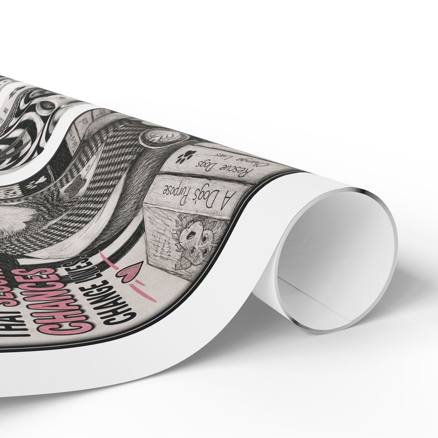 Euclid pet pals  Wrapping Paper Roll — Black & White Storyboard Gift Wrap