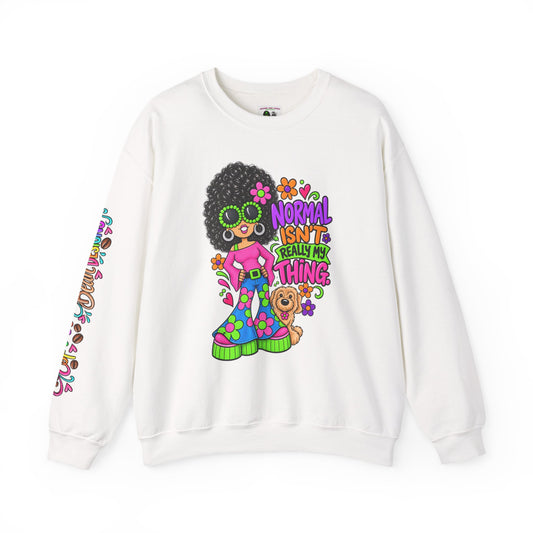 Hippie Graphic Sweatshirt - "Normal Isn't Really My Thing" Retro hippie Girl Design
