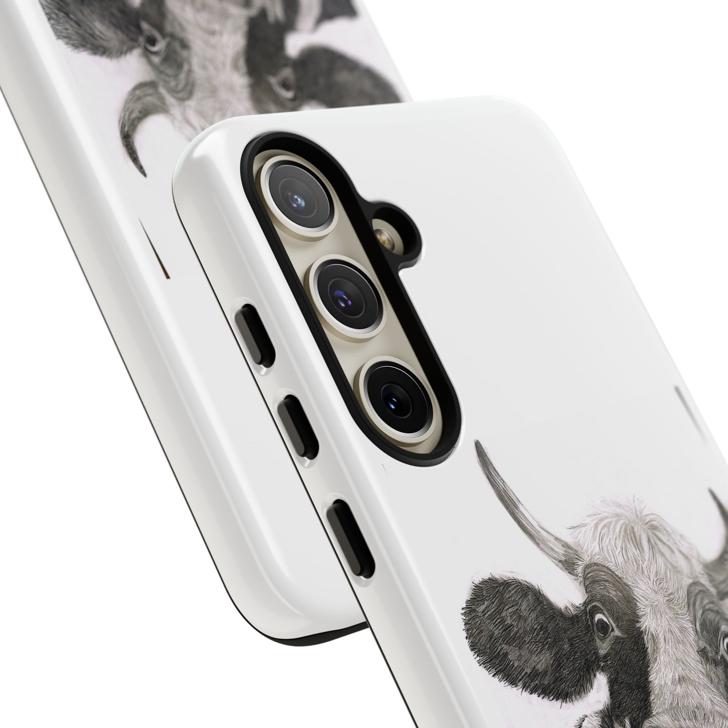 Cow Sketch Tough Phone Case — Protective iPhone Cover with Whimsical Cow Illustration