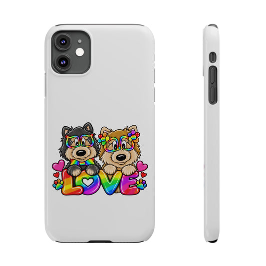 Slim Phone Case — Rainbow Love 2 Pom’s Cute LGBTQ Heart Design