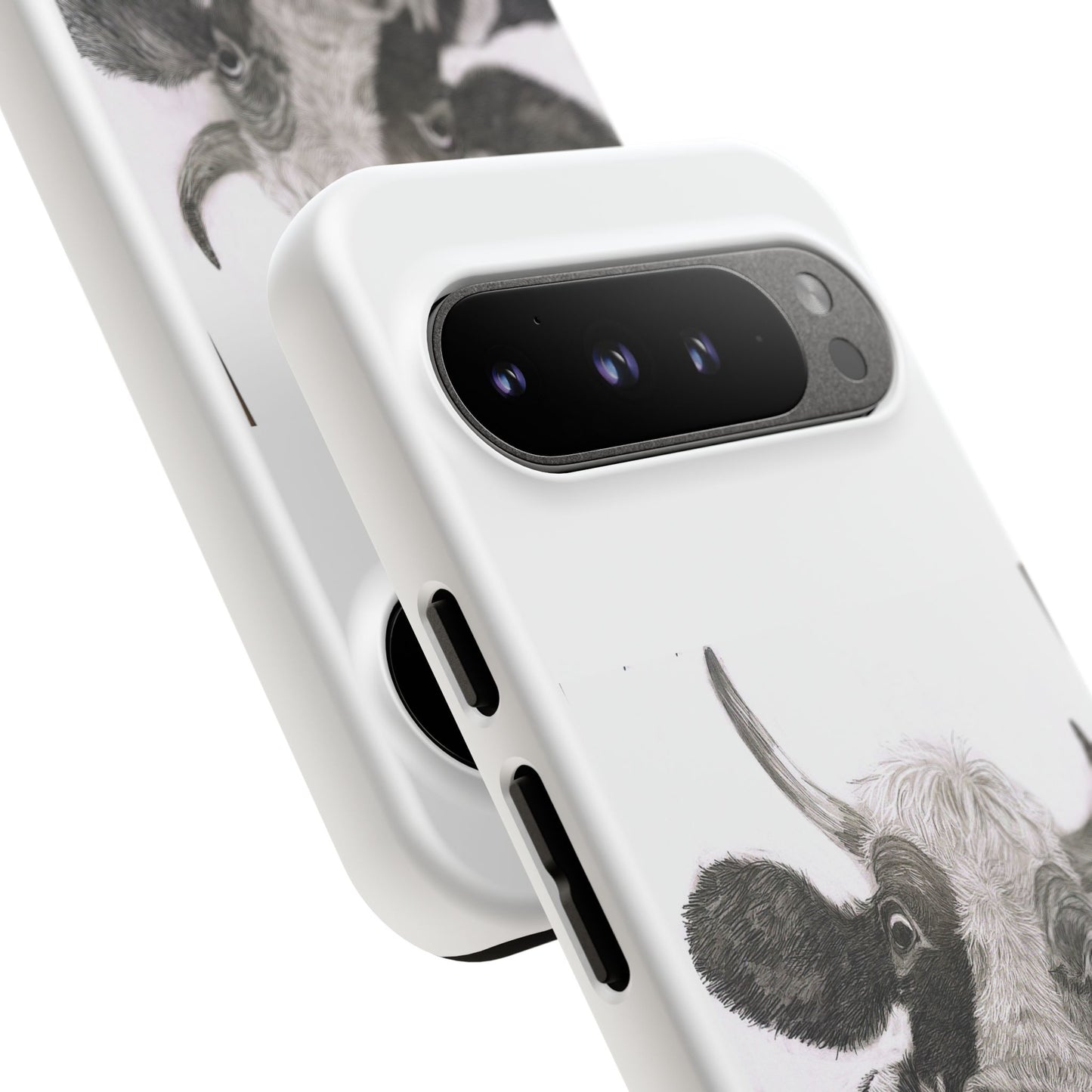 Cow Sketch Tough Phone Case — Protective iPhone Cover with Whimsical Cow Illustration