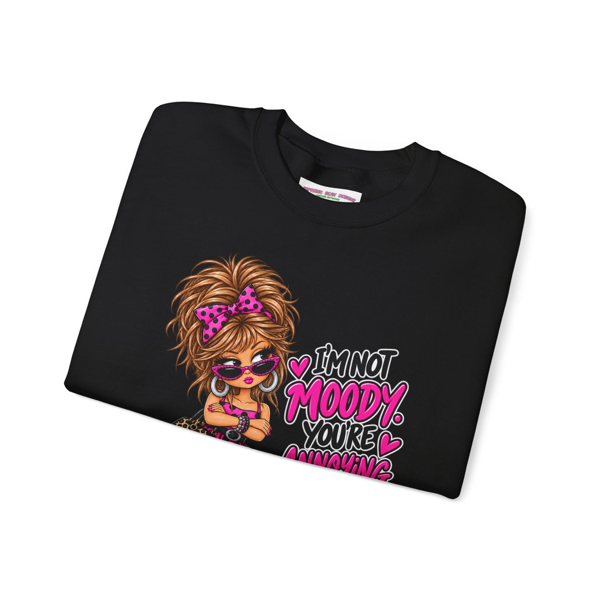 “I’m Not Moody, You’re Annoying” Girl & Pug Graphic Sweatshirt
