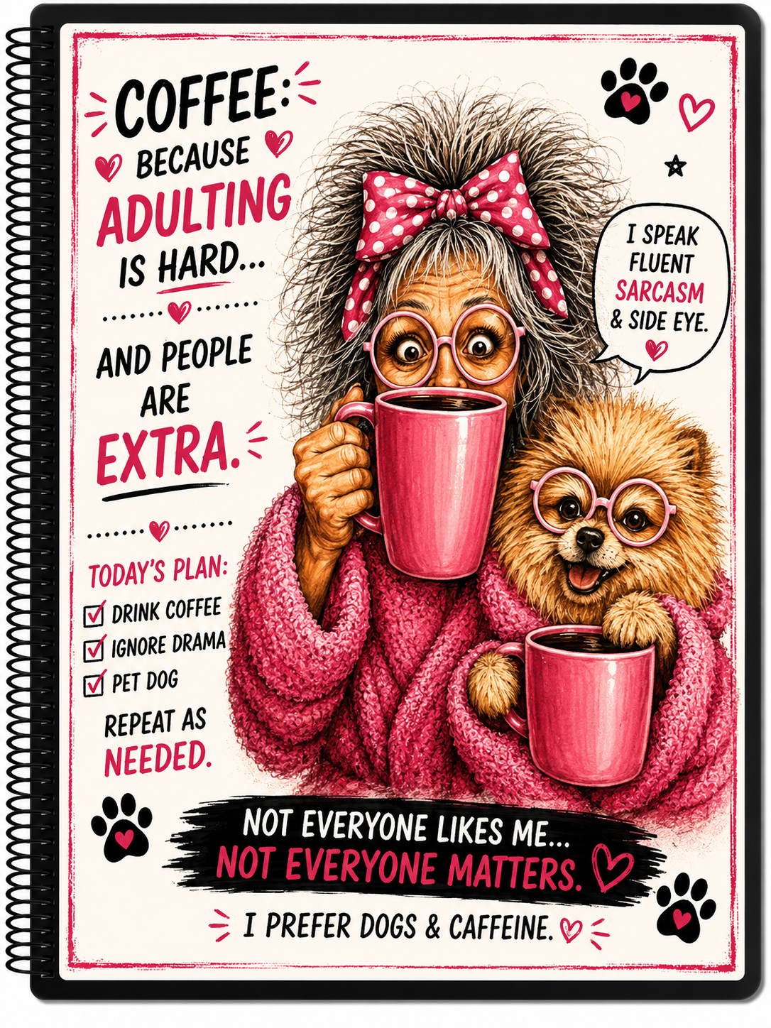 Coffee: Because Adulting Is Hard – 5” × 7” Spiral Notebook